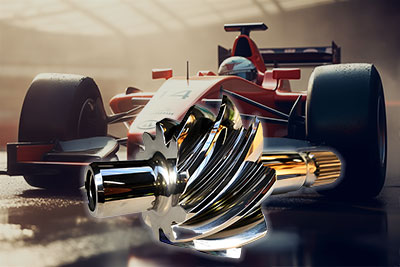 gears on the background of a racing car