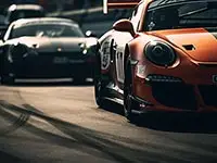 two cars racing